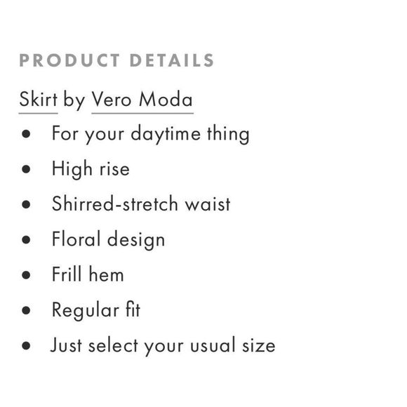 VERO MODA Smocked High Waist Skirt Floral M - Picture 7 of 7